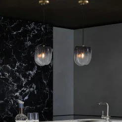 LED Pendant Lights Kitchen Glass Lighting Modern Farmhouse Foyer Entryway Light Fixtures Ceiling Hanging Globe Over Table Smoke Gray Neutral White