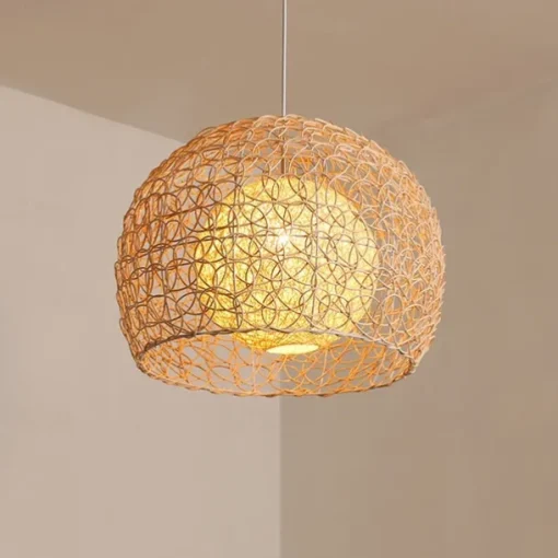 LED Pendnat Light Bamboo Lantern Design Chandelier Retro 25cm Chandelier Ceiling Lighting is Applicable to Living Room Bedroom Restaurant Cafe Bar Restaurant Club