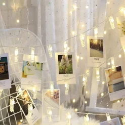 LED Photo Clip Copper String Lights 3M 9.8ft 20 LED Photo Clips Starry Fairy for Christmas Party,Hanging Pictures Cards Bedroom Wall Decorations Home Décor