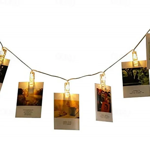 LED Photo Clip Copper String Lights 3M 9.8ft 20 LED Photo Clips Starry Fairy for Christmas Party,Hanging Pictures Cards Bedroom Wall Decorations Home Décor