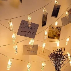 LED Photo Clip Copper String Lights 3M 9.8ft 20 LED Photo Clips Starry Fairy for Christmas Party,Hanging Pictures Cards Bedroom Wall Decorations Home Décor