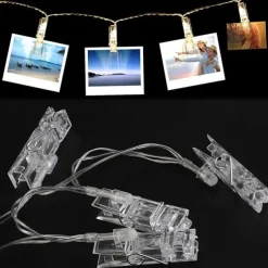 LED Photo Clip Copper String Lights 3M 9.8ft 20 LED Photo Clips Starry Fairy for Christmas Party,Hanging Pictures Cards Bedroom Wall Decorations Home Décor