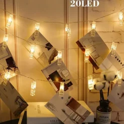 LED Photo Clip Copper String Lights 3M 9.8ft 20 LED Photo Clips Starry Fairy for Christmas Party,Hanging Pictures Cards Bedroom Wall Decorations Home Décor