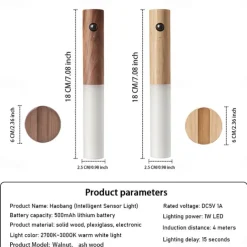 LED PIR Human Motion Sensor Wall Lamp USB Wood Stick Move Night Light Magnetic Corridor Cabinet Wardrobe Light Home Decor Light