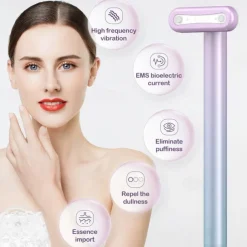 Led Red Light Therapy Face Eye Dark Spots Hyperpigmentation Mini Microcurrent Small Wand Electric Facial Massager Anti-aging Firming Beauty Tool