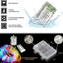 LED Rope Lights LED String Lights Outdoor Waterproof IP65 Christmas Fairy Lights 30m-300Leds 22m-200Leds 12m-100Leds 7m-50Leds 8 Modes Battery Powered Dimmable/Timer with Remote for Party