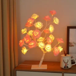 LED Rose Tree Lamp Valentine's Day Desk Lamp Wedding Birthday Party Home Bedroom Night Light USB Powered Removable Valentine's Day Decoration Night Light