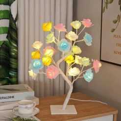 LED Rose Tree Lamp Valentine's Day Desk Lamp Wedding Birthday Party Home Bedroom Night Light USB Powered Removable Valentine's Day Decoration Night Light