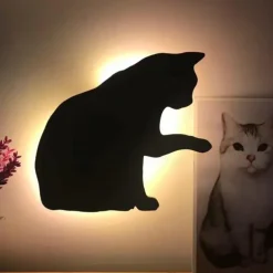 Led Sensor Night Light Animal Cat Sound Control Shadow Lamp Projection Light Wall Light For Kids Bedroom Home Decoration