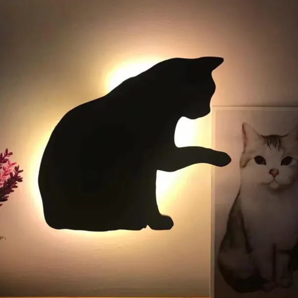 Led Sensor Night Light Animal Cat Sound Control Shadow Lamp Projection Light Wall Light For Kids Bedroom Home Decoration