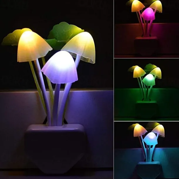LED Sensor Night Light Plug-in Mushroom NightLights Color Changing Lamp Mushroom Decor, AUSAYE Mini Cute Night Lights for Kids Adults Bedroom Toilet Bathroom Stairs Kitchen Hallway