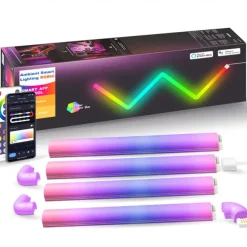 LED Smart Light RGBIC 3D Wall Light Glide Smart Wall Sconces for Gaming and Living Room Multicolor Customizable Music Sync Game Decor LED Light Bar Works with Alexa and Google Assistant