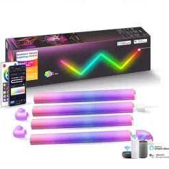 LED Smart Light RGBIC 3D Wall Light Glide Smart Wall Sconces for Gaming and Living Room Multicolor Customizable Music Sync Game Decor LED Light Bar Works with Alexa and Google Assistant