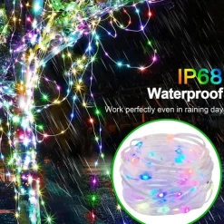 LED Smart Light Tuya Intelligent Point Control Leather Wire Light, IP68 Waterproof Christmas Tree Lights WiFi-Controlled Colorful LED Light String USB Power Supply with Remote Control