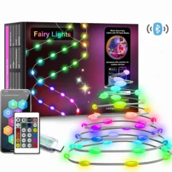 LED Smart Light Tuya Intelligent Point Control Leather Wire Light, IP68 Waterproof Christmas Tree Lights WiFi-Controlled Colorful LED Light String USB Power Supply with Remote Control