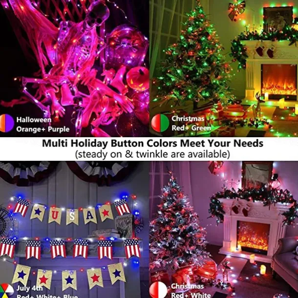 LED Smart Light Tuya Intelligent Point Control Leather Wire Light, IP68 Waterproof Christmas Tree Lights WiFi-Controlled Colorful LED Light String USB Power Supply with Remote Control