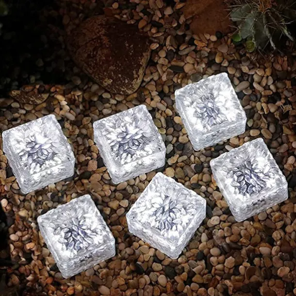 LED Solar Ice Cube Landscape Light Outdoor Ground Lights Waterproof Floor Tile Light For Garden Patio Passage Pond Outdoor Decoration Lawn Lamp
