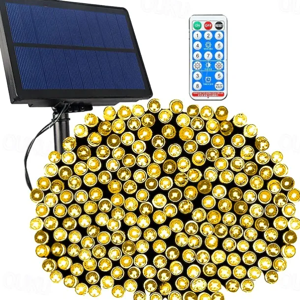 LED Solar Christmas String Lights Outdoor Waterproof 100m 334.5Ft 1000LED/50m 171Ft 500 LED Solar Christmas Lights with Remote8 Modes Waterproof Patio Lights for Christmas Tree Patio Yard Garden Party Decor