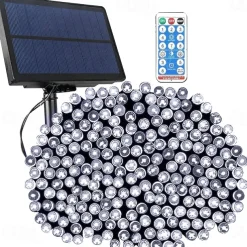 LED Solar Christmas String Lights Outdoor Waterproof 100m 334.5Ft 1000LED/50m 171Ft 500 LED Solar Christmas Lights with Remote8 Modes Waterproof Patio Lights for Christmas Tree Patio Yard Garden Party Decor