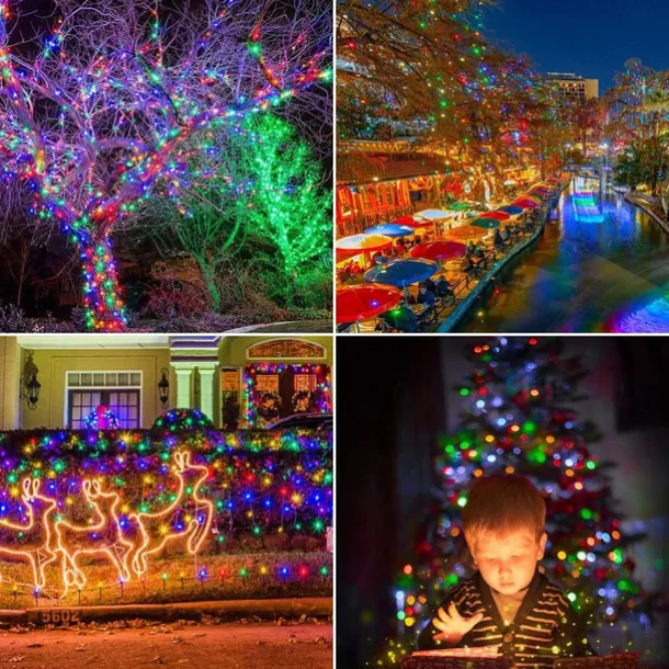 LED Solar Christmas String Lights Outdoor Waterproof 100m 334.5Ft 1000LED/50m 171Ft 500 LED Solar Christmas Lights with Remote8 Modes Waterproof Patio Lights for Christmas Tree Patio Yard Garden Party Decor