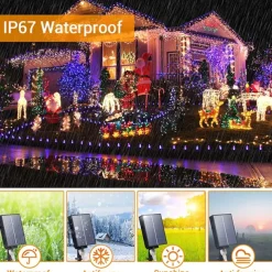 LED Solar Christmas String Lights Outdoor Waterproof 100m 334.5Ft 1000LED/50m 171Ft 500 LED Solar Christmas Lights with Remote8 Modes Waterproof Patio Lights for Christmas Tree Patio Yard Garden Party Decor