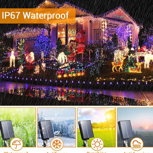 LED Solar Christmas String Lights Outdoor Waterproof 100m 334.5Ft 1000LED/50m 171Ft 500 LED Solar Christmas Lights with Remote8 Modes Waterproof Patio Lights for Christmas Tree Patio Yard Garden Party Decor