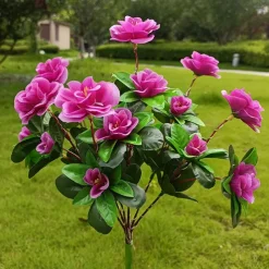 LED Solar Flower Lights Rhododendron Outdoor Simulated Flower Lamp LED Artificial Flower Floor Insertion Lamp Garden and Courtyard Decorative Lights Holiday Party Decorative Lights