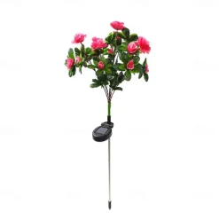 LED Solar Flower Lights Rhododendron Outdoor Simulated Flower Lamp LED Artificial Flower Floor Insertion Lamp Garden and Courtyard Decorative Lights Holiday Party Decorative Lights