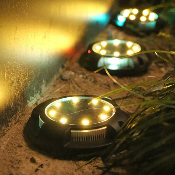 LED Solar Ground Light Outdoor Waterproof Garden Decoration Light Landscape Lawn Pathway Stairs Buried Deck Lights 12 LEDs