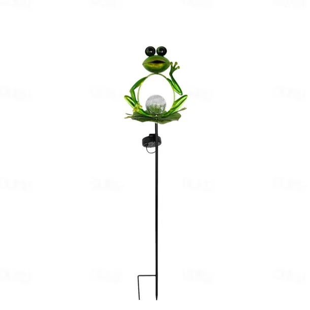 LED Solar Landscape Lights Frog Iron Crackle Ground Lamp Outdoor Garden Patio Animal Decoration Waterproof Auto On/Off Yard Pound Solar Light(Warm White / Multi Color)for Halloween