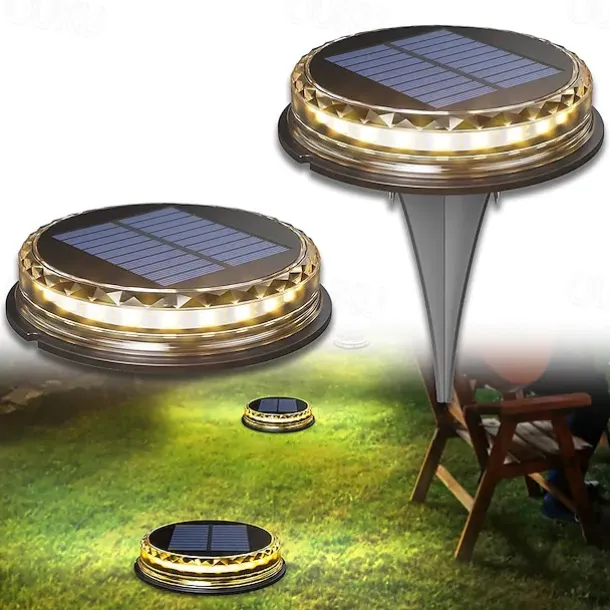 LED Solar Lawn Light Ground Lights Outdoor Waterproof In-ground Solar Lights For Landscape Walkway Lawn Steps Decks Etc