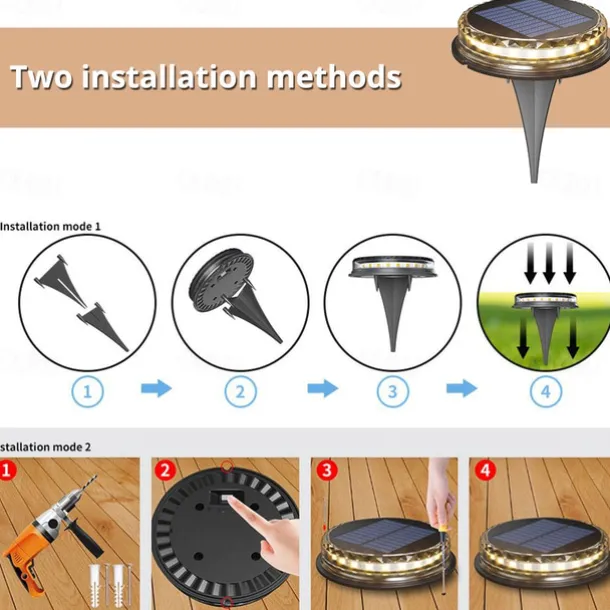 LED Solar Lawn Light Ground Lights Outdoor Waterproof In-ground Solar Lights For Landscape Walkway Lawn Steps Decks Etc