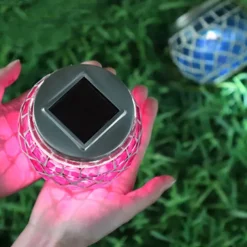 LED Solar Mosaic Glass Lamp Solar Ball Lamp Hollow Out Lamp Garden Lawn Decoration Outdoor Waterproof Landscape Lamp