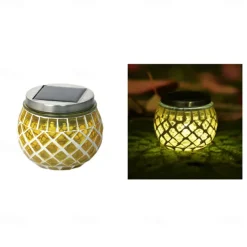 LED Solar Mosaic Glass Lamp Solar Ball Lamp Hollow Out Lamp Garden Lawn Decoration Outdoor Waterproof Landscape Lamp