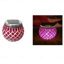 LED Solar Mosaic Glass Lamp Solar Ball Lamp Hollow Out Lamp Garden Lawn Decoration Outdoor Waterproof Landscape Lamp