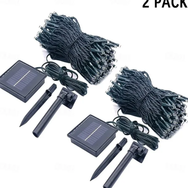 LED Solar Outdoor String Lights, Waterproof 12m 100LEDs & 7m 50LED String Lights for Christmas Garden & Party