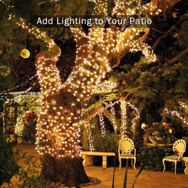 LED Solar Outdoor String Lights, Waterproof 12m 100LEDs & 7m 50LED String Lights for Christmas Garden & Party