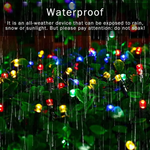 LED Solar Outdoor String Lights, Waterproof 12m 100LEDs & 7m 50LED String Lights for Christmas Garden & Party