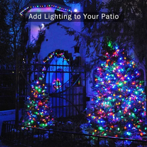 LED Solar Outdoor String Lights, Waterproof 12m 100LEDs & 7m 50LED String Lights for Christmas Garden & Party