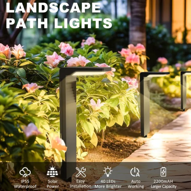 LED Solar Pathway Lights Outdoor Waterproof Bright Landscape Path Lights for Yard Patio Backyard Lawn Driveway Walkway Garden Decorative with Warm and Cool White Light