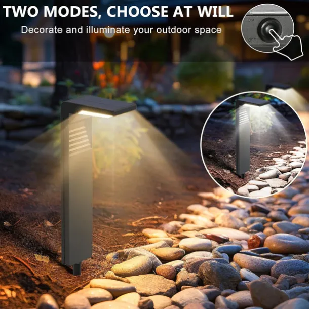 LED Solar Pathway Lights Outdoor Waterproof Bright Landscape Path Lights for Yard Patio Backyard Lawn Driveway Walkway Garden Decorative with Warm and Cool White Light