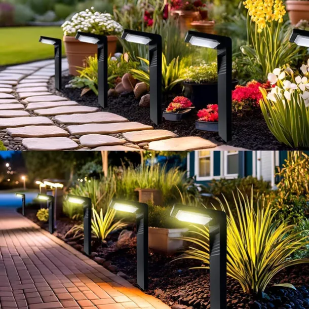LED Solar Pathway Lights Outdoor Waterproof Bright Landscape Path Lights for Yard Patio Backyard Lawn Driveway Walkway Garden Decorative with Warm and Cool White Light