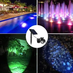 LED Solar Powered Lamp - RGB Color Changing Outdoor Pathway Spotlight, IP68 Waterproof Solar Light for Garden Landscaping