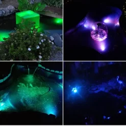 LED Solar Powered Lamp - RGB Color Changing Outdoor Pathway Spotlight, IP68 Waterproof Solar Light for Garden Landscaping