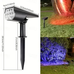 2/7LED Solar Spotlight Outdoor Waterproof Garden Courtyard Lawn Landscape Light Colorful RGB Lawn Light For Roadside Villa Park Garden Decor Light 1PC