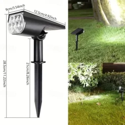 2/7LED Solar Spotlight Outdoor Waterproof Garden Courtyard Lawn Landscape Light Colorful RGB Lawn Light For Roadside Villa Park Garden Decor Light 1PC