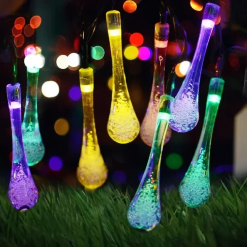 LED Solar String Light 5M 20LEDs Water Drop Bubble Ball Solar Lights Outdoor Waterproof Landscape Garden Festival Decoration Lantern Tree Patio Light