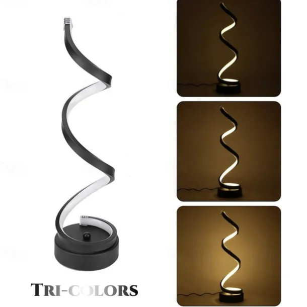 LED Spiral Table Lamp Modern Three-gear Dimming USB Power Button Switch