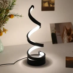 LED Spiral Table Lamp Modern Three-gear Dimming USB Power Button Switch