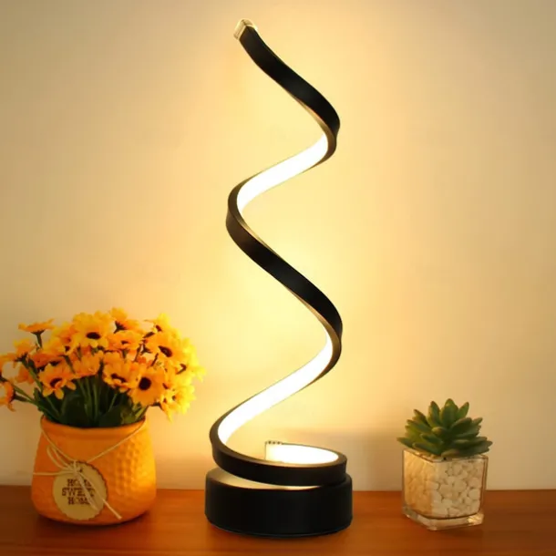 LED Spiral Table Lamp Modern Three-gear Dimming USB Power Button Switch